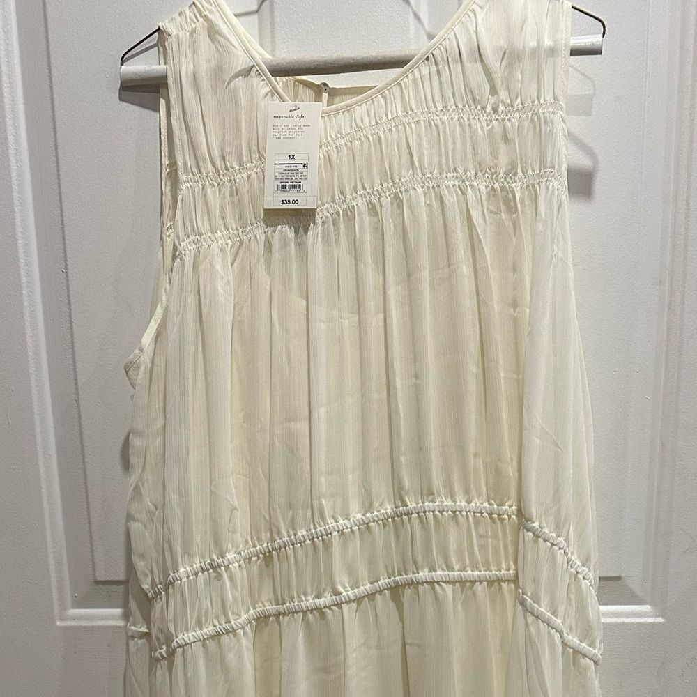 Elegant Cream Maxi Dress 1X 4X - Picture 4 of 4